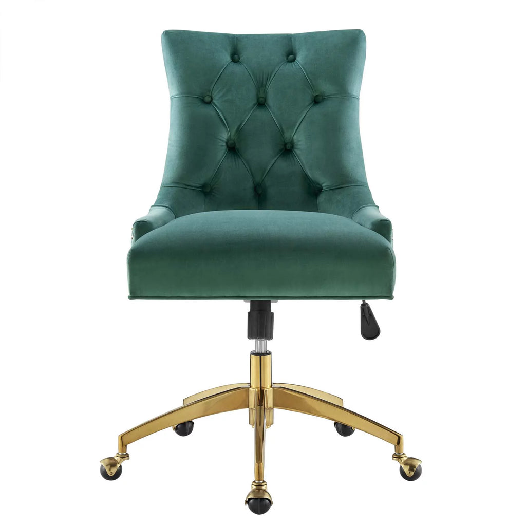 Velvet Gold Teal Blue Tufted Chair W515