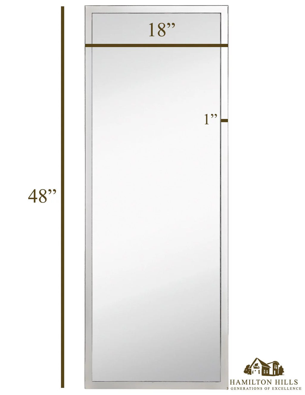 Polished Stainless Metal Silver Rectangle Full Length Wall Mirror (18" x 48") Z2778
