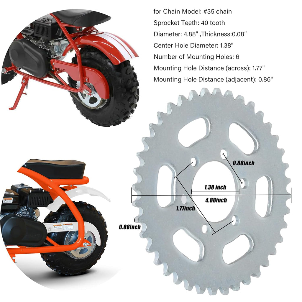 40 Teeth Rear Sprocket for Mini Bike Go Kart Y515138
