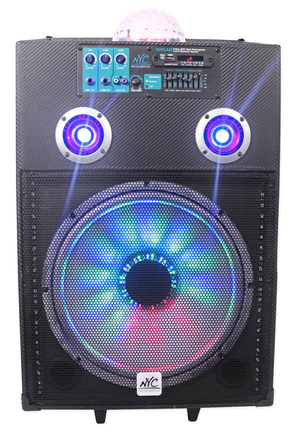 15x22 600W Rechargeable Powered Bluetooth Party Speaker with Mic E224