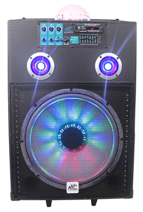 15x22 600W Rechargeable Powered Bluetooth Party Speaker with Mic E224