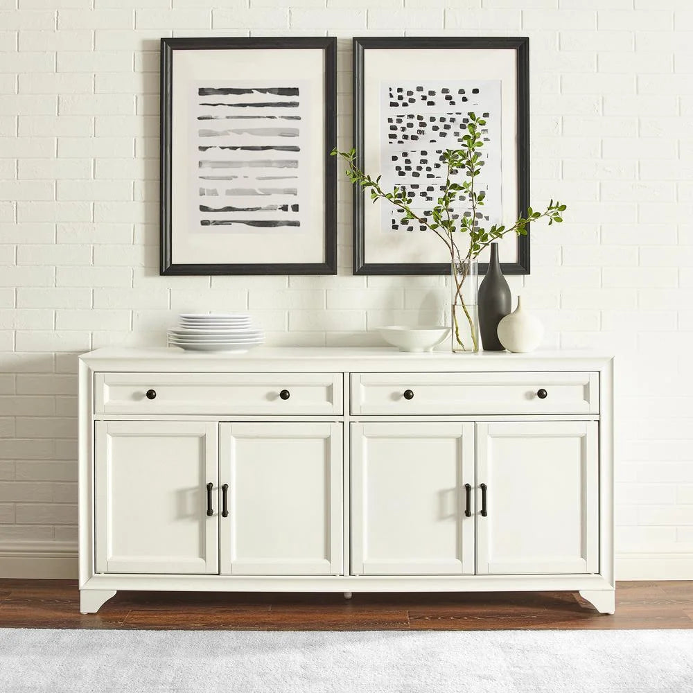 Distressed White Wood Sideboard P1217