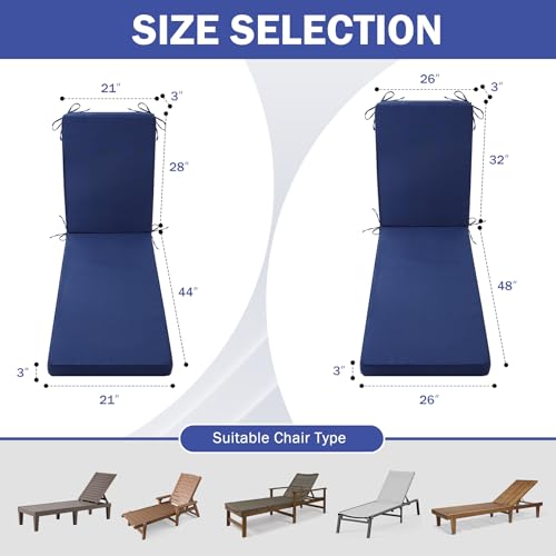 Waterproof Outdoor Chaise Lounge Cushion with Ties N457635