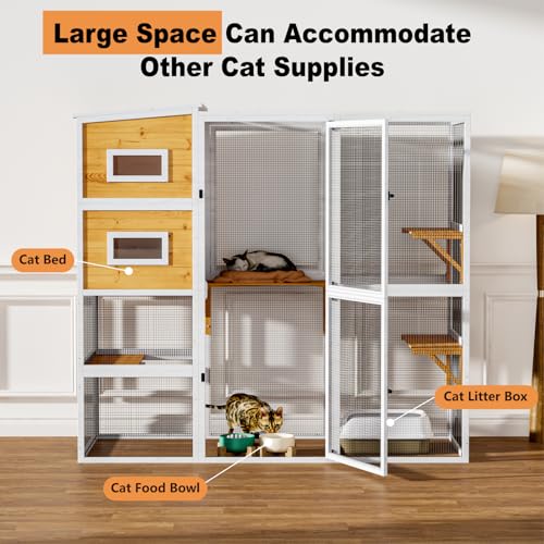Large Cat Enclosure with Waterproof Cover and Sunshine Panel Roof, 72 inch C927150