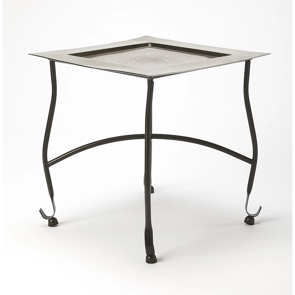 Silver Square Metal Tray Table J73307