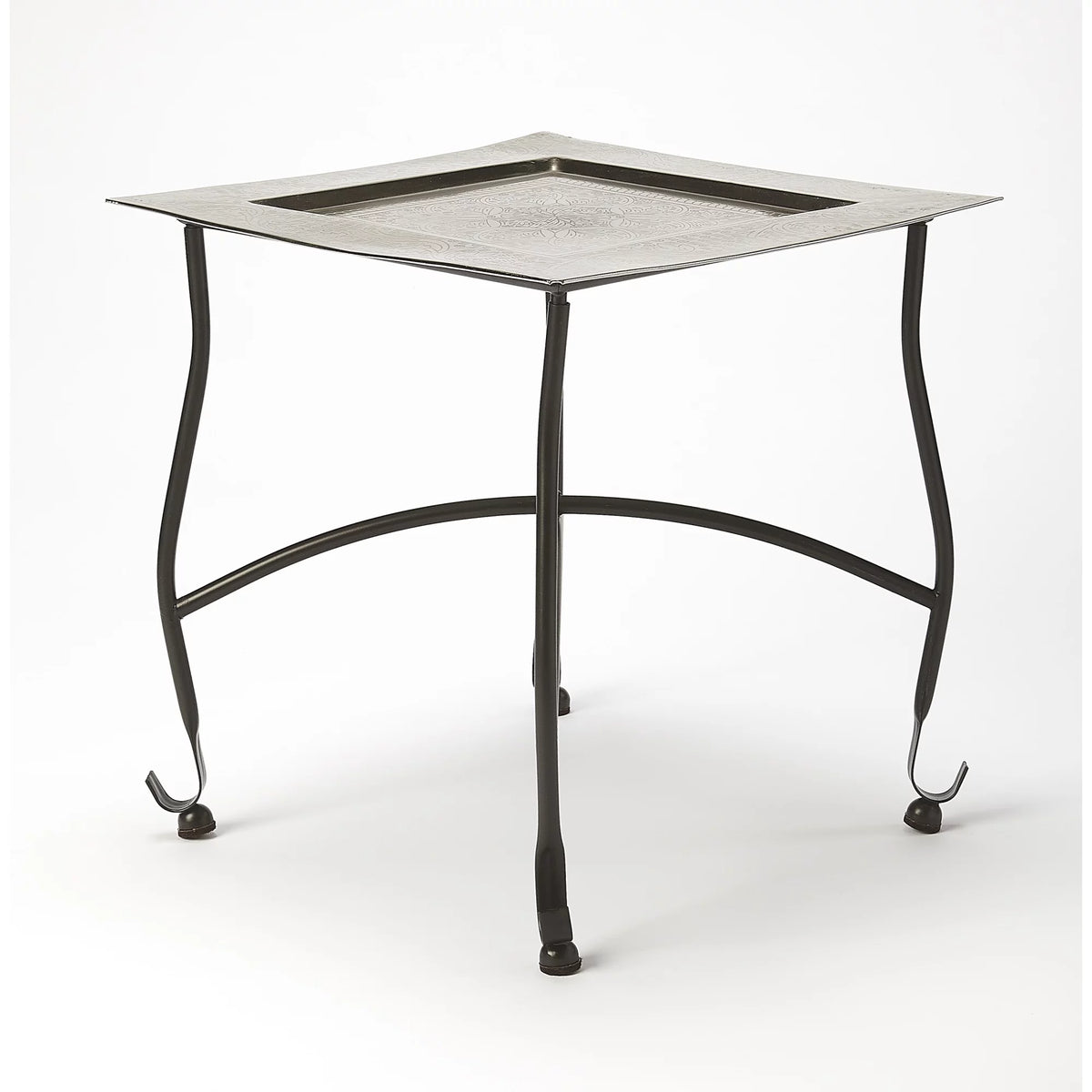 Silver Square Metal Tray Table J73307