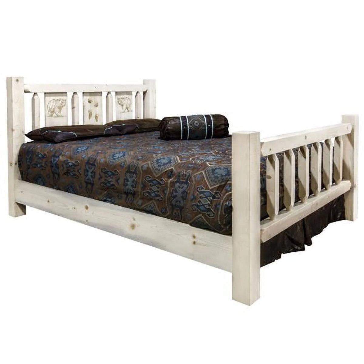 Full Size Bed with Laser Engraved Bear Design F355