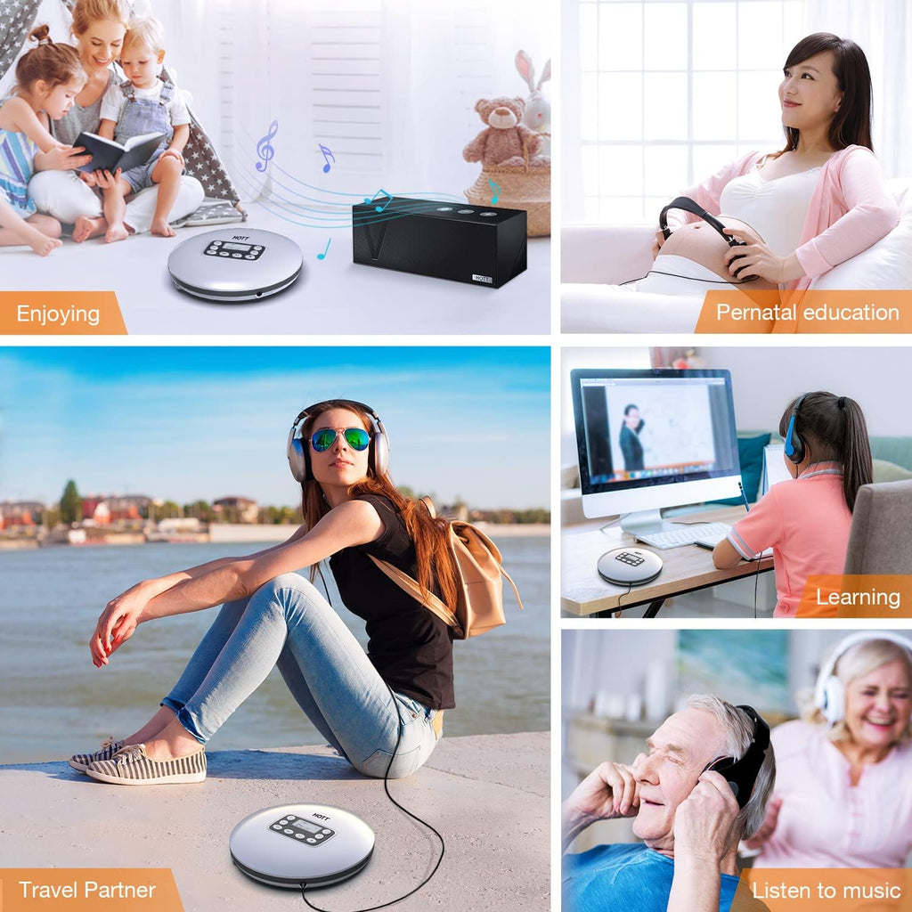 Portable CD Player with Bluetooth and Stereo Headphone W216