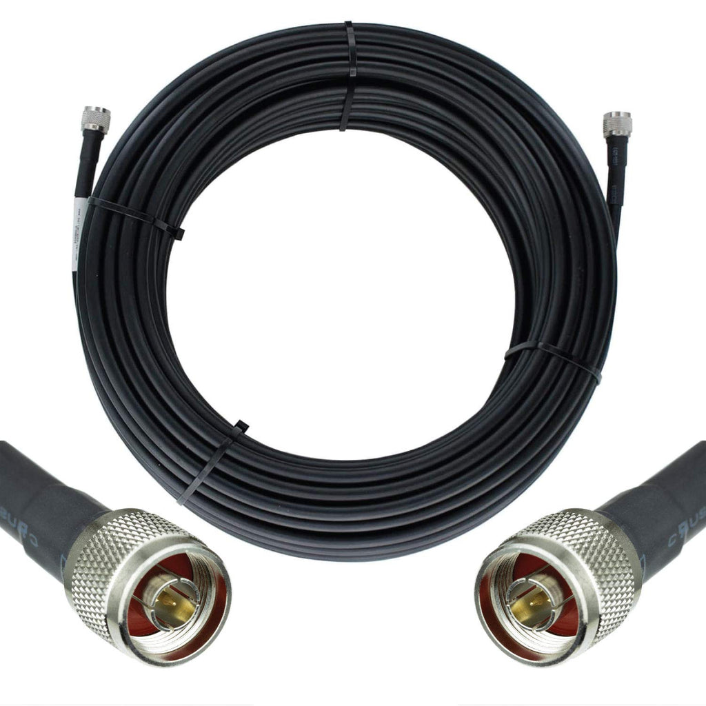 50-ohm N-Male to N-Male Black Coax Cable 60ft Q644