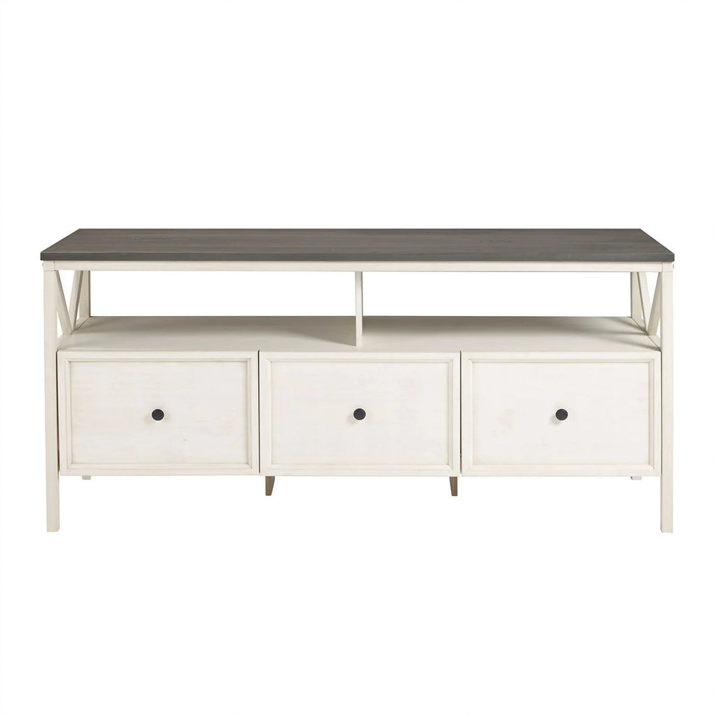 60" Distressed 3-Drawer Solid Wood TV Console D151