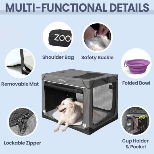 Charcoal Gray Portable Soft Dog Crate with Carry Bag B844