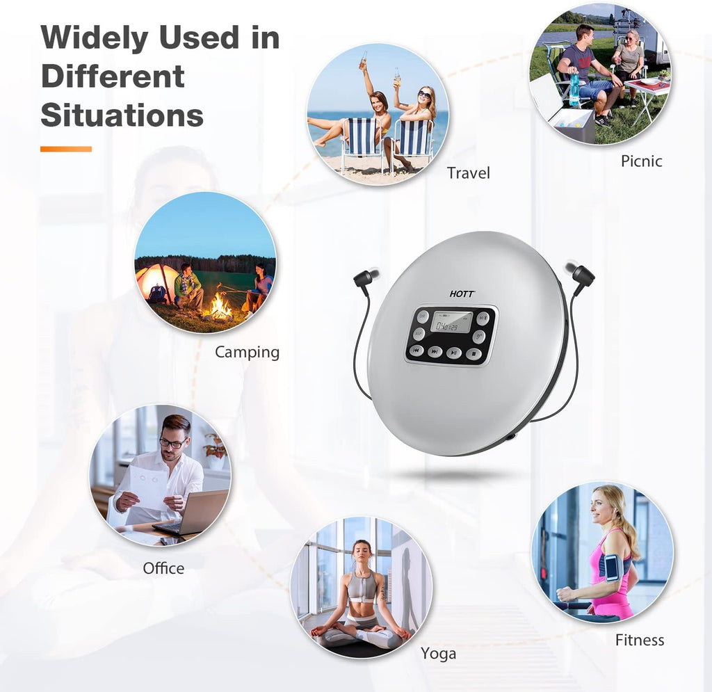 Portable CD Player with Bluetooth and Stereo Headphone W216