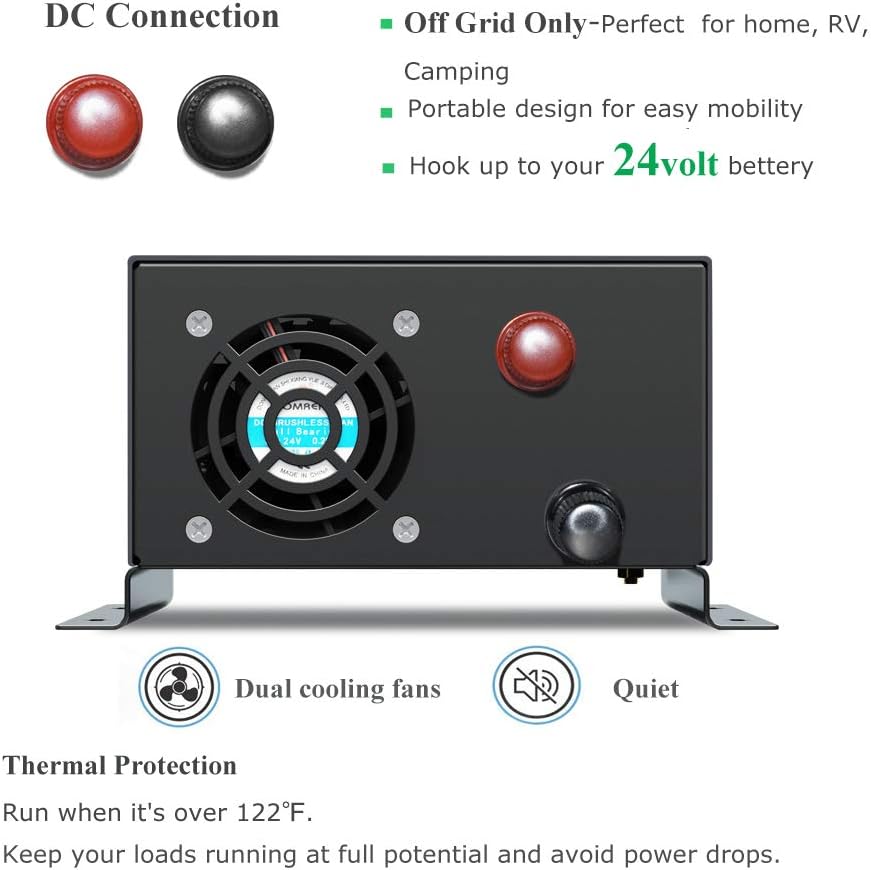 500W Pure Sine Wave Power Inverter 24V to 110V AC Converter Z4380