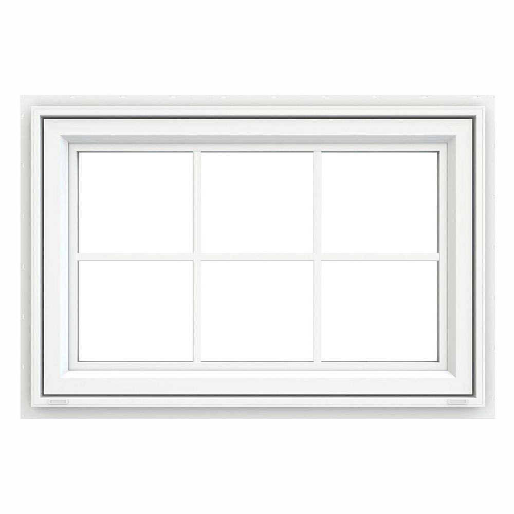 White Vinyl Awning Window with Colonial Grids U249
