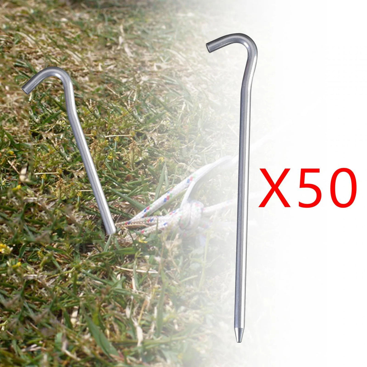 50 Pack 7inch Aluminum Tent Pegs for Camping N7817
