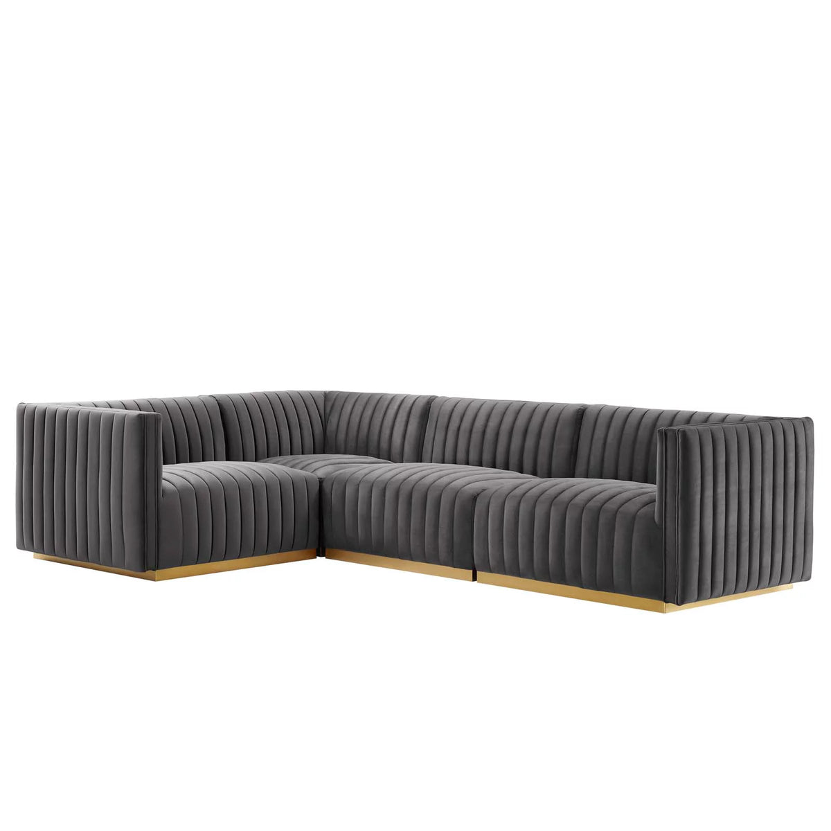 Gold Gray Velvet 4-Piece Sectional G294