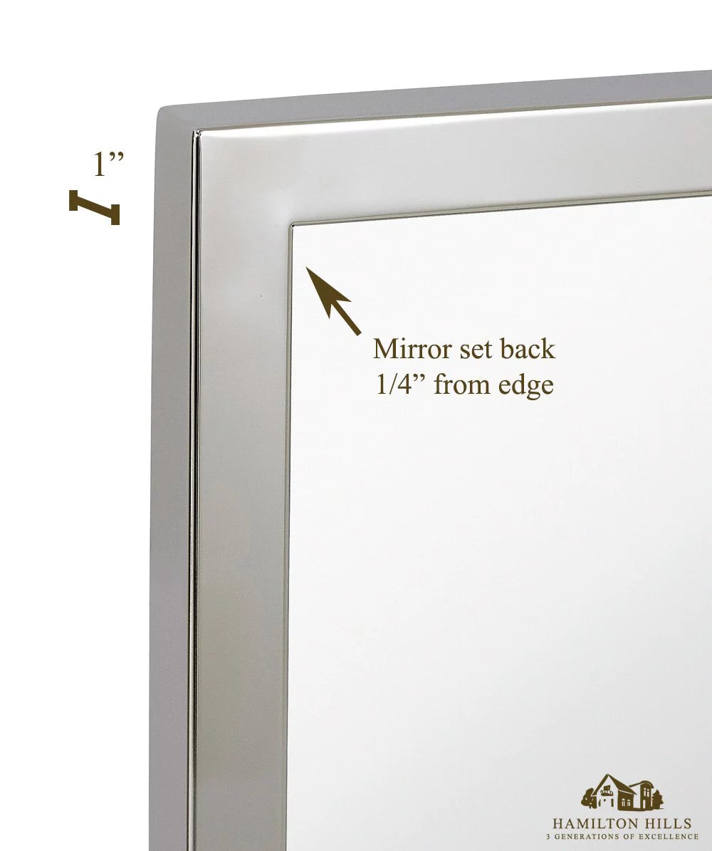 Polished Stainless Metal Silver Rectangle Full Length Wall Mirror (18" x 48") Z2778
