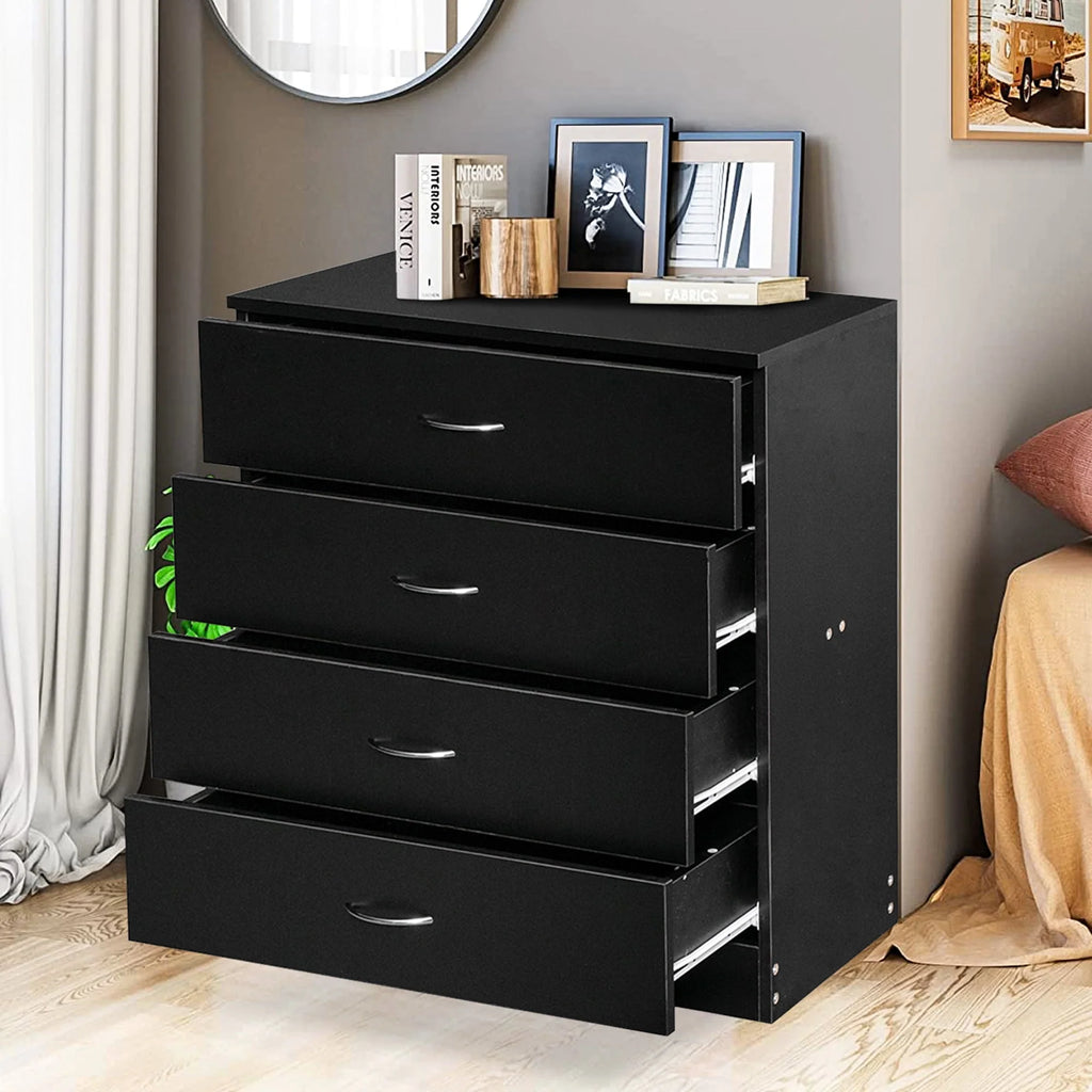 Black 4 Drawer Wood Dresser C753