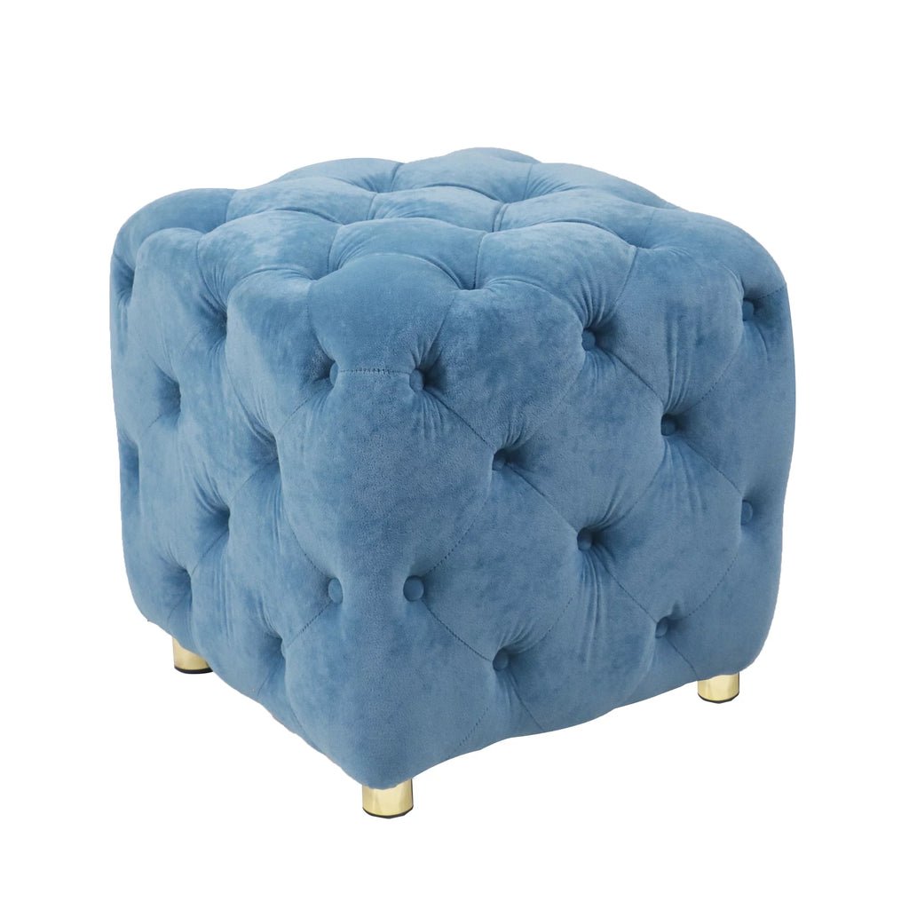 Velvet Tufted Square Ottoman X25574