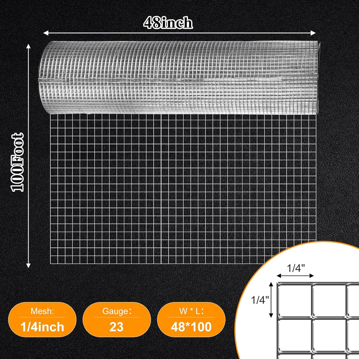 1/2 inch 48 in x100 ft 19 Gauge Welded Wire Fencing R62480