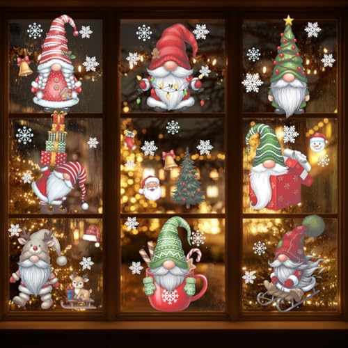226 PCS White Snowflake Window Clings, 9 Sheets Double-Sided Reusable Decals M4622