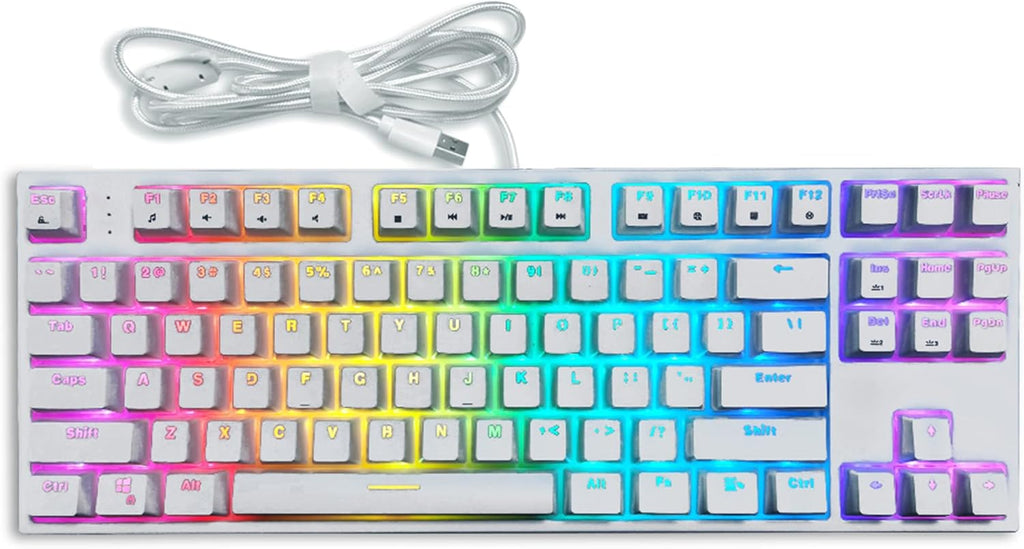 White 87 Keys Wired Mechanical Gaming Keyboard L357