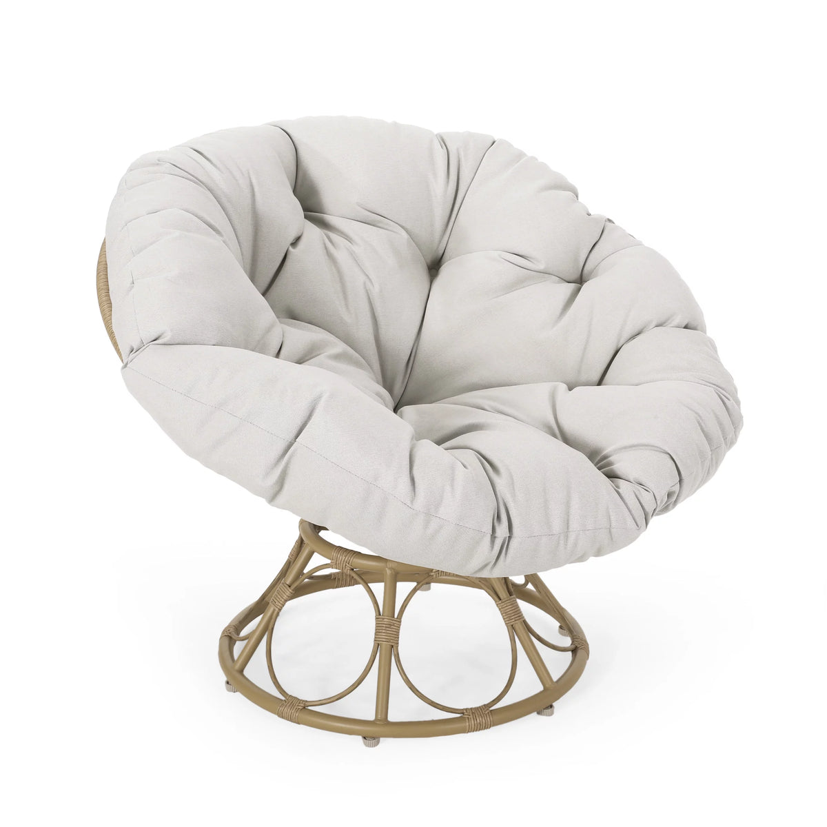 Papasan Swivel Chair Cushion Light Brown and Beige X81903