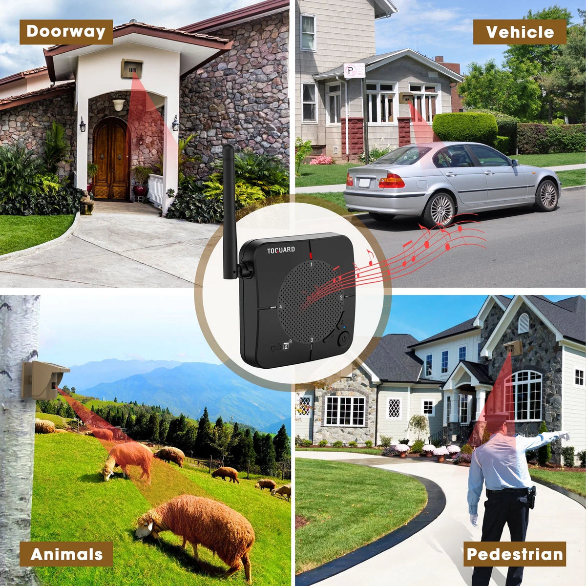 Solar Driveway Alarm Wireless Weatherproof 1/2 Mile Long Range Motion Sensor Alarm J1483
