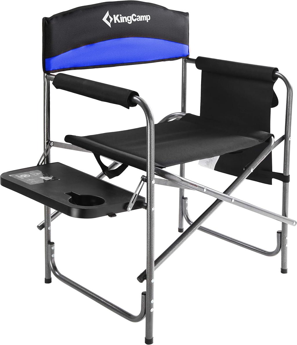 Heavy Duty Folding Camping Directors Chair with Side Table Storage Pockets B1446
