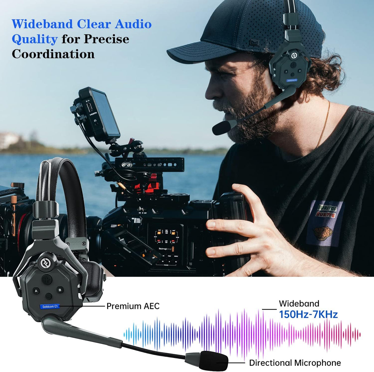 Wireless Headset Intercom System 4-Person Full Duplex Single Ear Headset Z70005