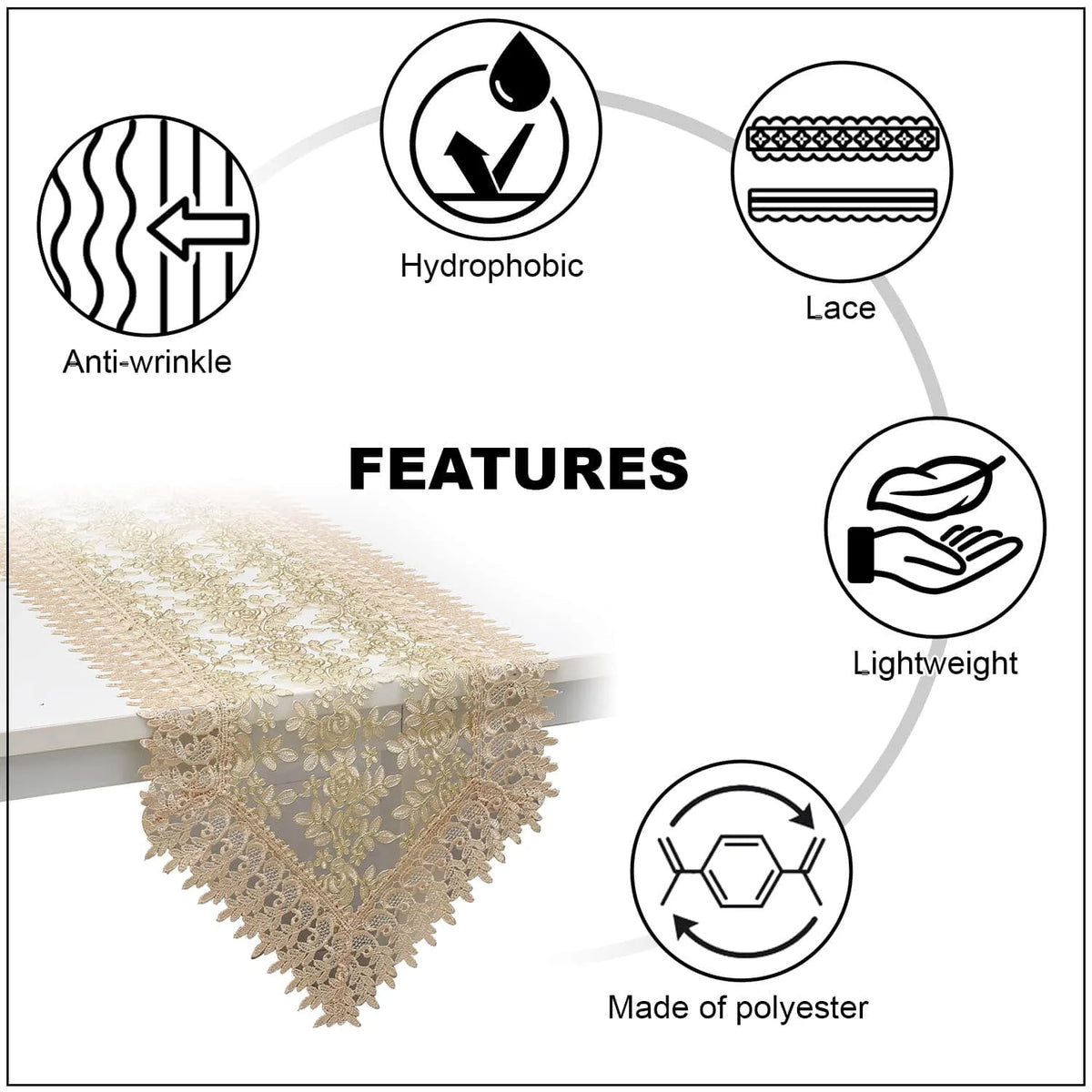 100% Polyester Lace Table Runner G9959