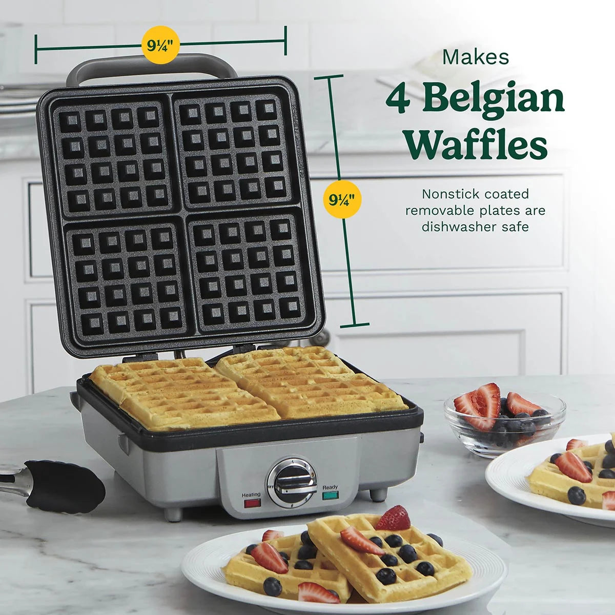 Belgian Waffle Maker with Pancake Plates Silver H5525