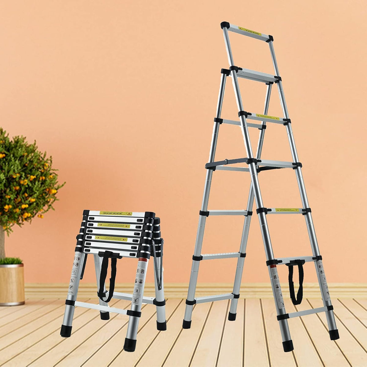 A-Frame Aluminum Telescoping Folding Ladder 330lb Capacity V793340