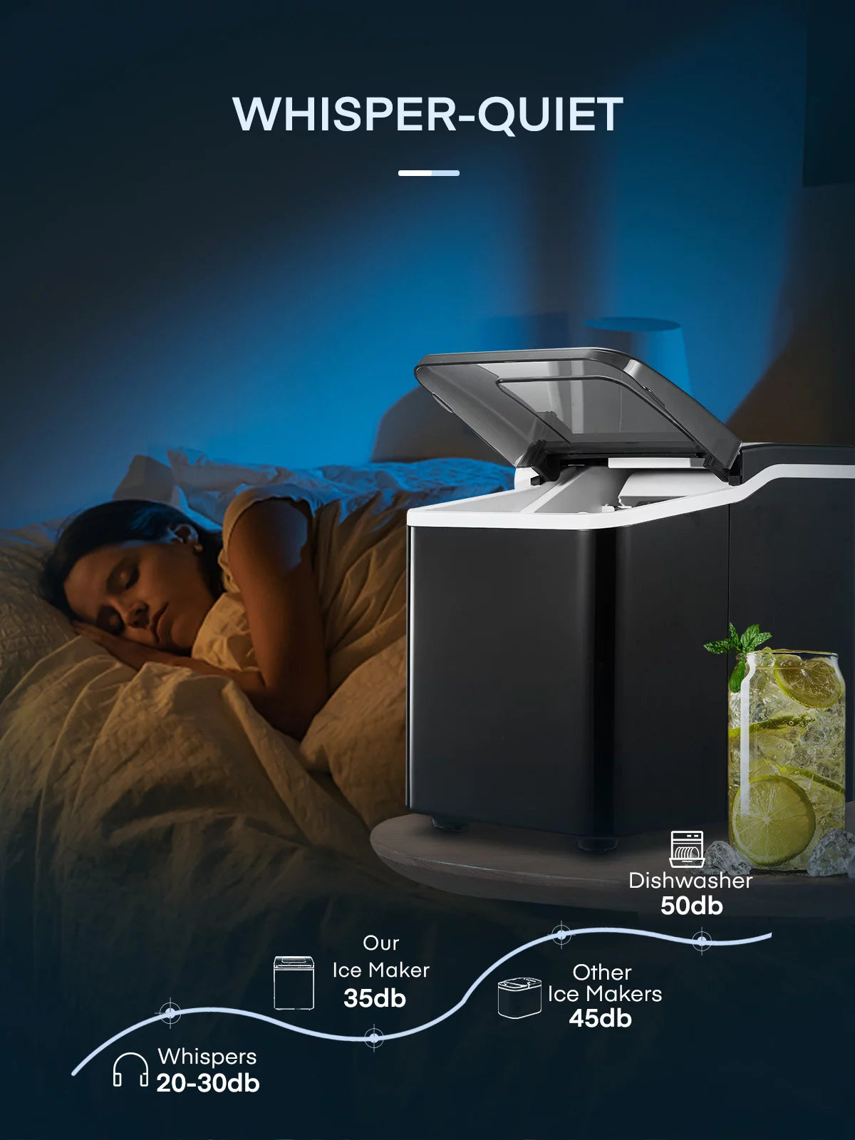 Countertop Ice Maker 2 Ice Sizes 28 lbs Self-Clean S61201