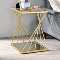 Gold 16-inch Glass 1-Shelf Side Table T435519