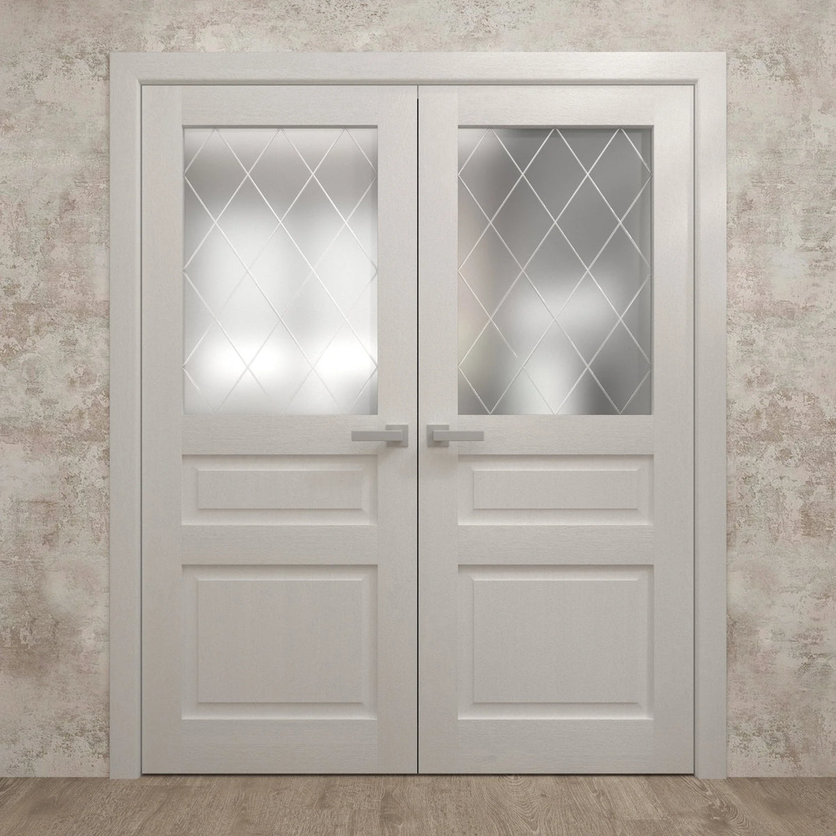 Solid French Double Doors 36 x 80 inches Painted White Oak Wood Interior Z37664