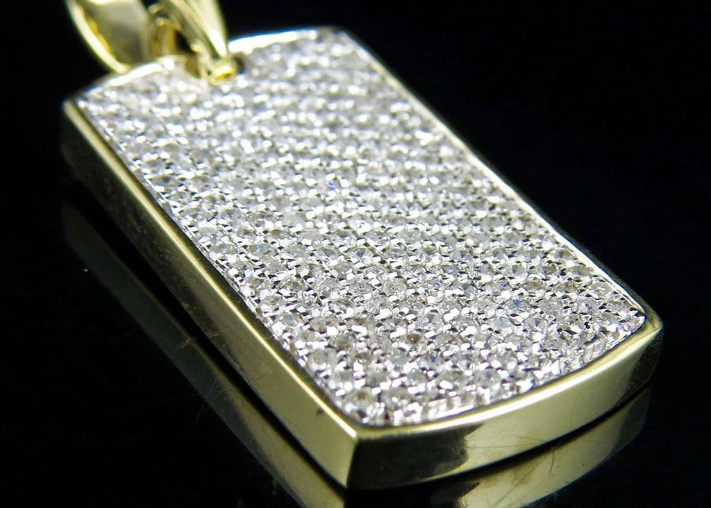 10K Yellow Gold Dogtag Diamond Pendant with 10K Franco Chain T2586
