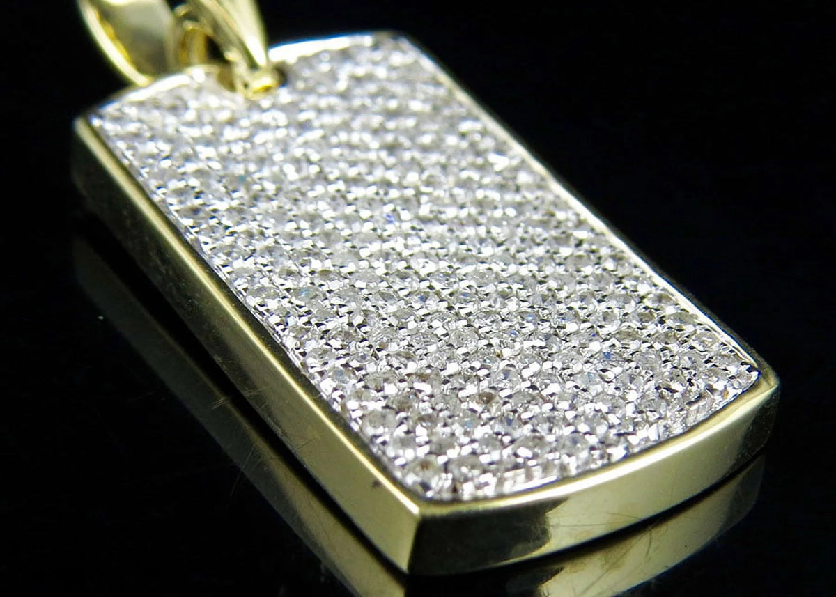 10K Yellow Gold Dogtag Diamond Pendant with 10K Franco Chain T2586