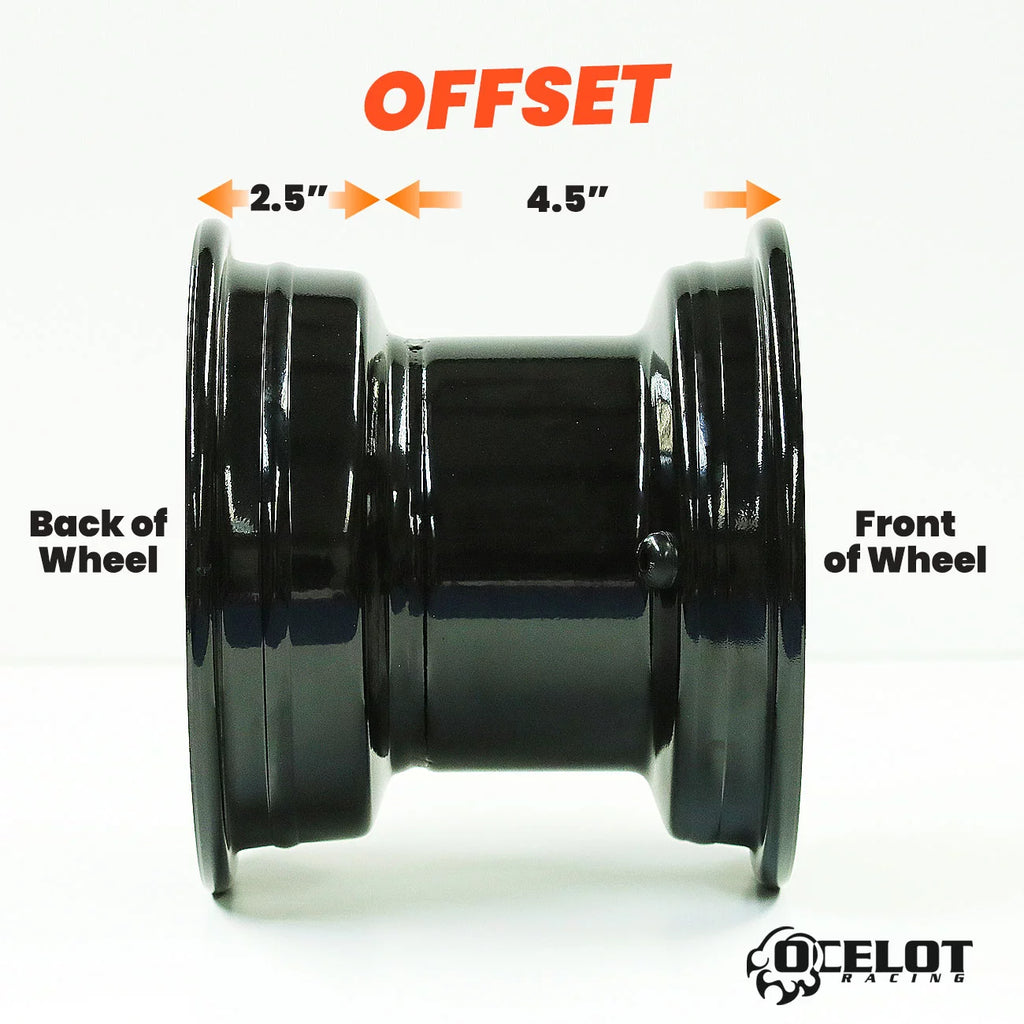 Black 8x7 4/4 2.5+4.5 Steel Wheel G898