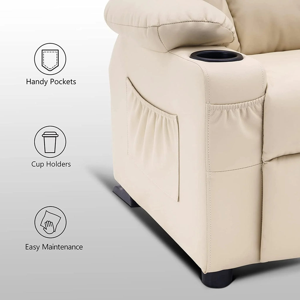 Faux Leather Recliner Chair with Cup Holders K7666