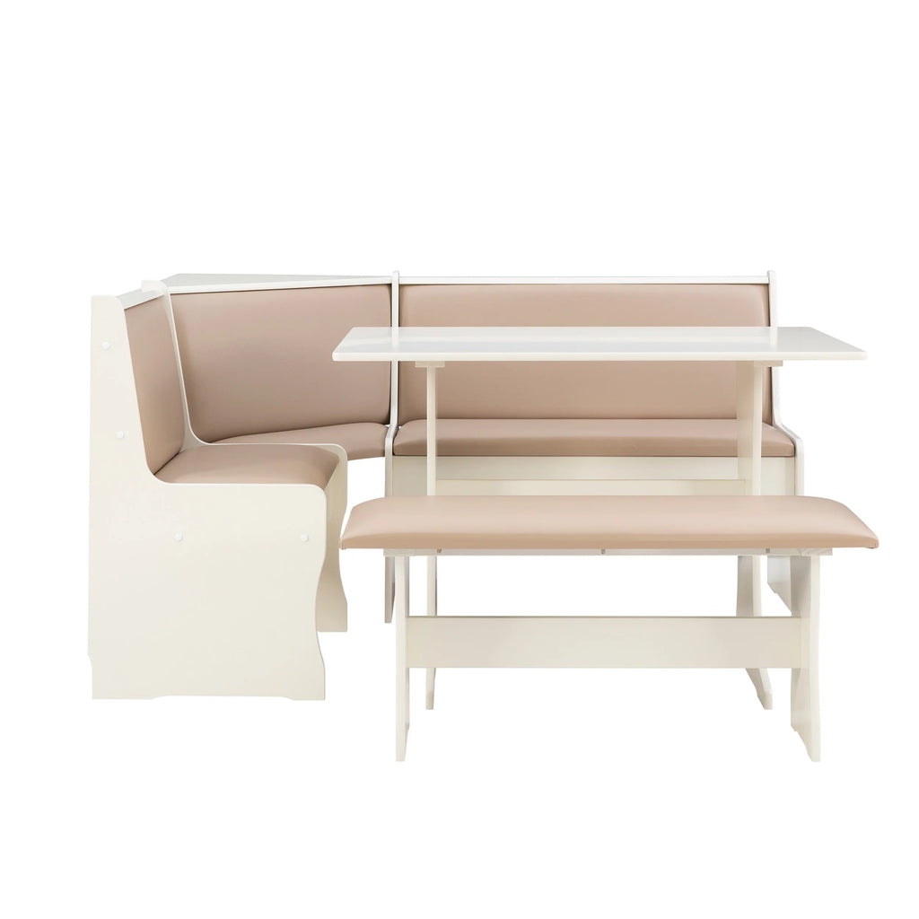 Tan Dining Table and Bench Set with Storage P832