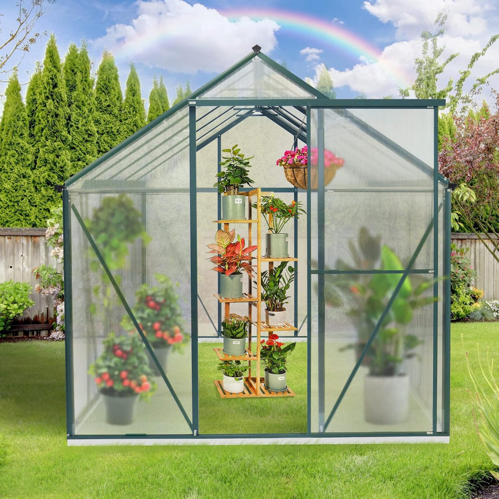6'x8' Polycarbonate Aluminum Greenhouse with Window W6189