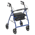 Blue Aluminum Rollator Rolling Walker with Padded Seat J534