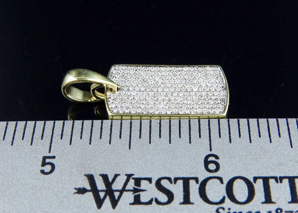 10K Yellow Gold Dogtag Diamond Pendant with 10K Franco Chain T2586