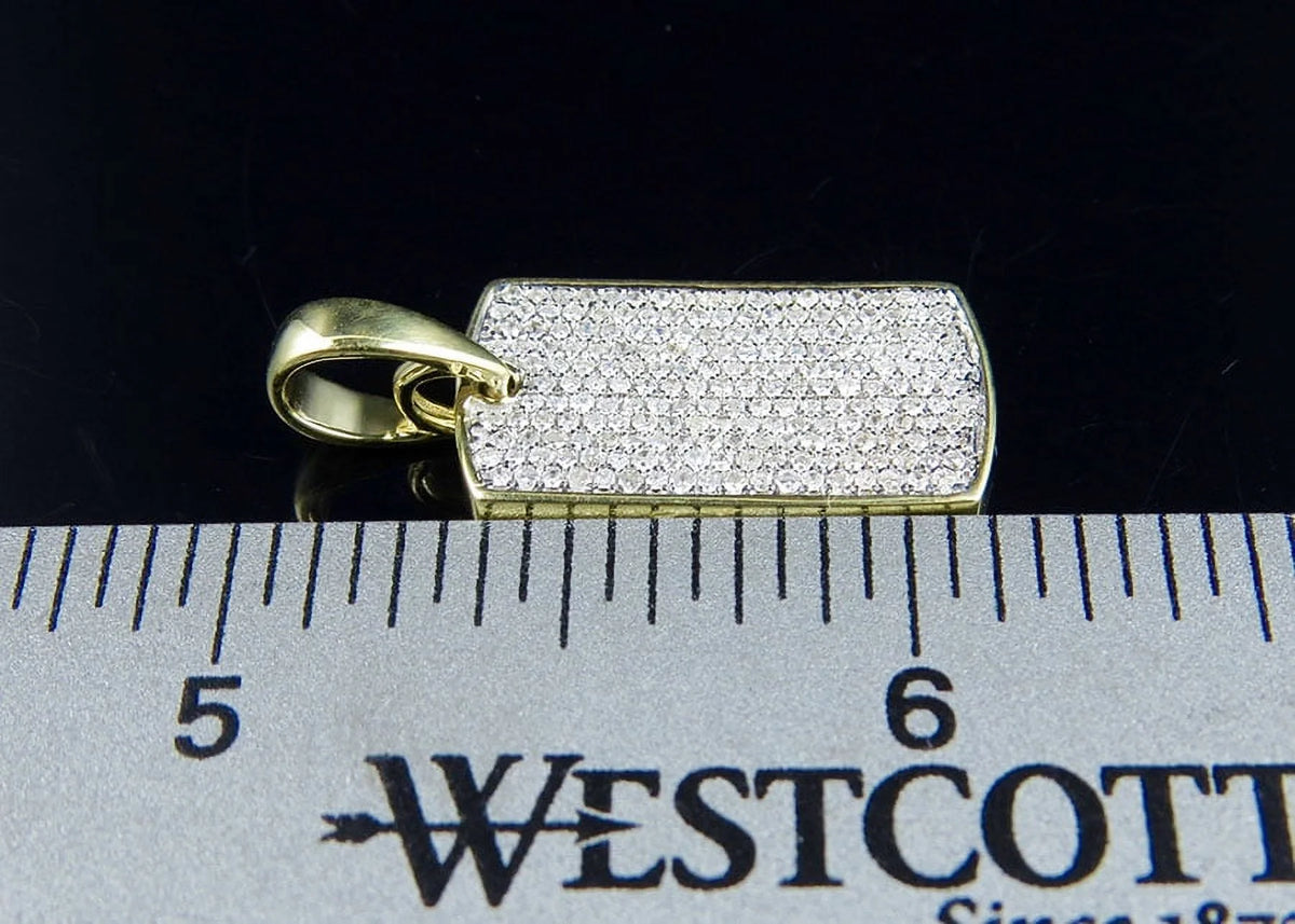 10K Yellow Gold Dogtag Diamond Pendant with 10K Franco Chain T2586