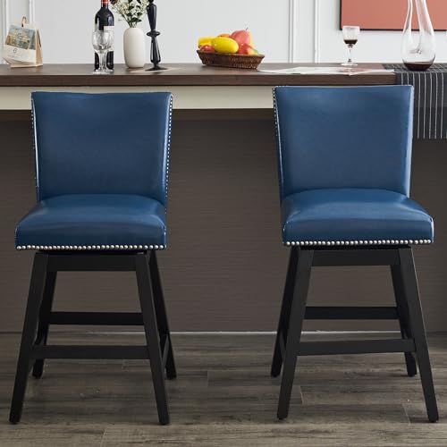 White Upholstered Swivel Bar Stools Set of 2 A557920