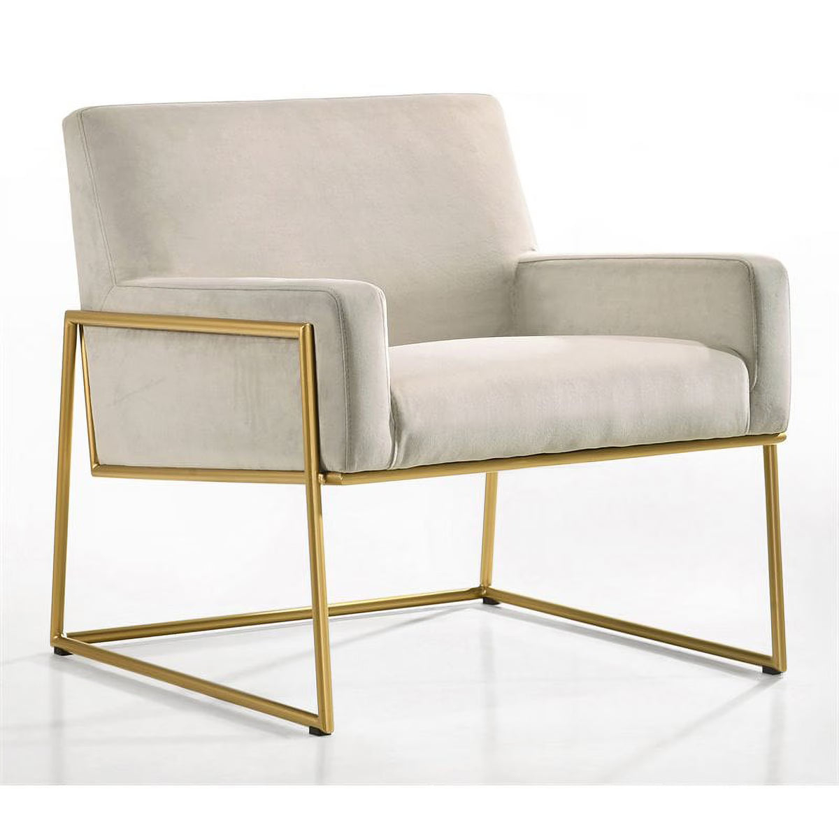 Steel & Velvet Upholstered Lounge Accent Chair in Abalone Gray K73552
