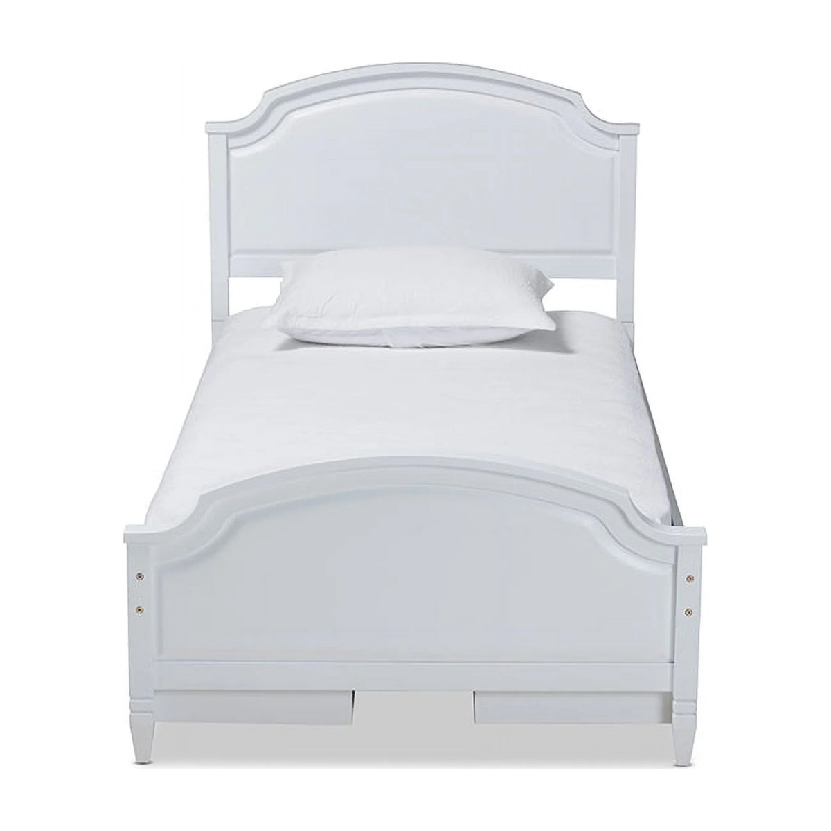 White Wood Twin Size Storage Platform Bed O11984
