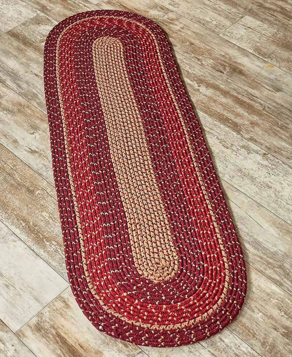 Burgundy Braided Runner Rug Z589