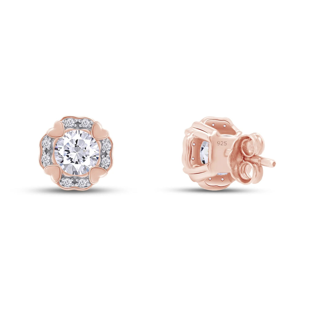 Moissanite Stud Earring 1 Carat 5MM D Color VVS1 Prong Setting 18K Rose Gold Over Sterling Silver Y441332